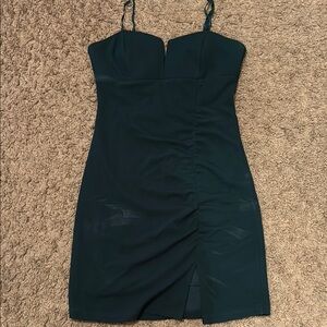Emerald Sundae Green Ruched Bodycon Mini Dress